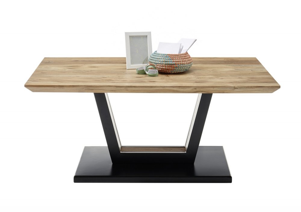 Table basse Design BEFORD en chêne acacia Piètement noir mat